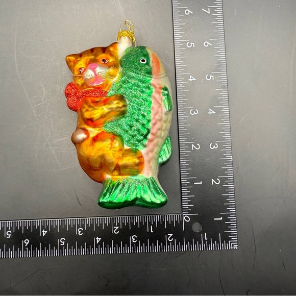 Festive Cat and Trout / Fish Christmas Ornament - Picture 2 of 6